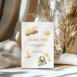 Cartão De Agradecimento Festa do Menino de Caminhão de Construção para o P