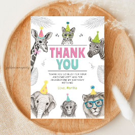 Cartão De Agradecimento Festa dos Animais | Aniversário de Animal Selvagem