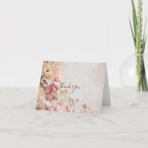 Cartão De Agradecimento Festa Floral de Rosas Vintage Romântico Shabby Chi