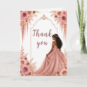 Cartão De Agradecimento Festa Floral Sweet Sixteen Rosa Bege Desbotado