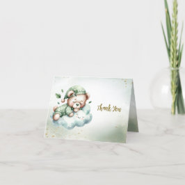 Cartão De Agradecimento Festa Gelada de Urso Verde Dormindo