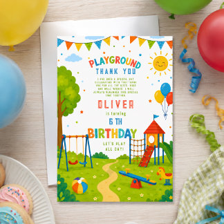 Cartão De Agradecimento Festa no Parque de Aniversário de 6 Anos Aventura