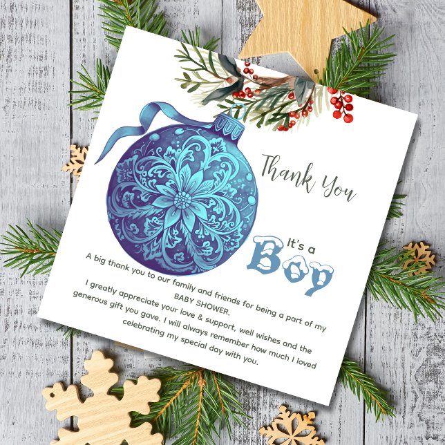 Cartão De Agradecimento Festa rosa ou azul de inverno Revelação de gênero  (Criador carregado)