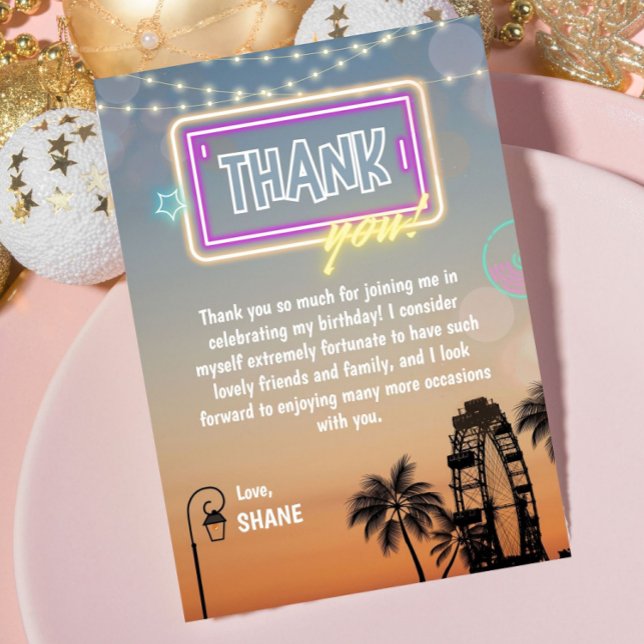 Cartão De Agradecimento Festival de Música Pastel Boho Birthday (Pastel Music Festival Concert Boho Birthday Thank You Card)