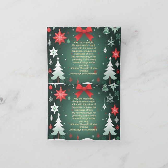 Cartão De Agradecimento Festive Christmas Red Bow, Snowflakes & Winter  (Interior)