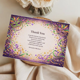 Cartão De Agradecimento Festive Ribbon Mask Mardi Gras Masquerade