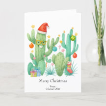 Festivo Natal Cactus com Papai Noel e Ornamento