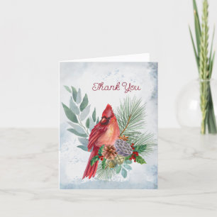 Cartão De Agradecimento Festivo Vermelho Cardinal Floral