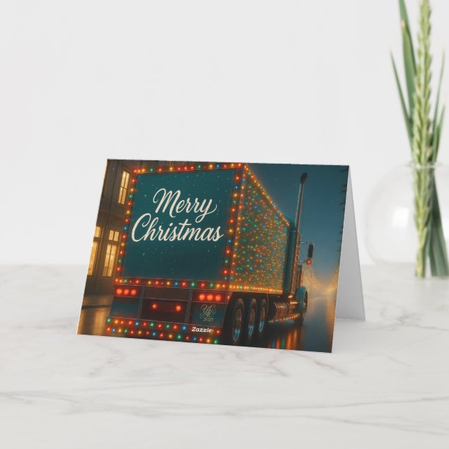 Cartão De Agradecimento  Festlicher Weihnachts-LKW mit Lichtern (Verso)
