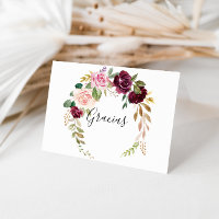 Ficha Gracias de Casamento Dobrado Rustic Floral