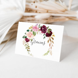 Cartão De Agradecimento Ficha Gracias de Casamento Dobrado Rustic Floral