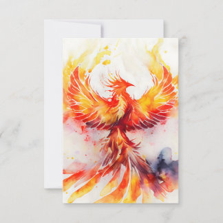 Cartão De Agradecimento Fiery Phoenix espalhando é Wings Watercolor Art