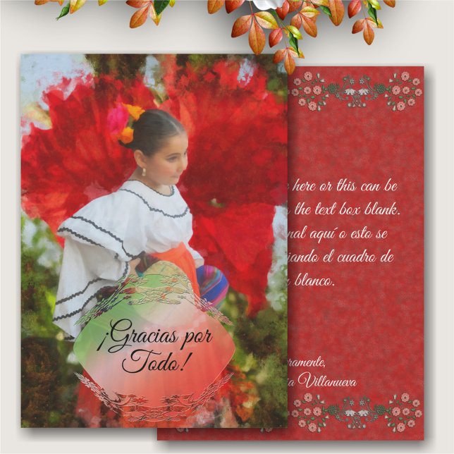 Cartão De Agradecimento Fiesta Flor Gracias 2555 Obrigado (Criador carregado)