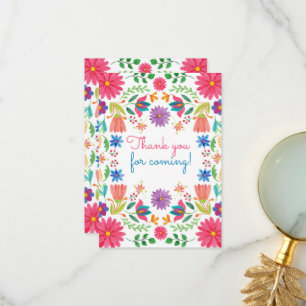 Cartão De Agradecimento Fiesta Mexicana Folk Watercolor Floral Birthday