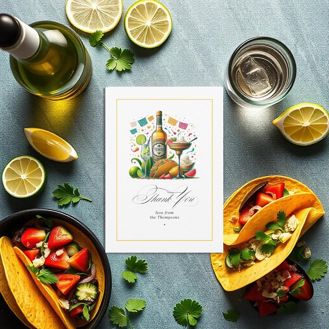 Cartão De Agradecimento Fiesta Tacos e Tequila (Fiesta Tacos and Tequila Thank You Card)