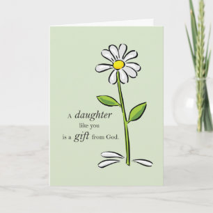 Cartão De Agradecimento Filha Obrigado, Margarida Verde Religiosa Flor A