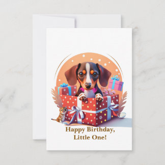 Cartão De Agradecimento Filhote Fofo em Papel de Presente de Aniversário C