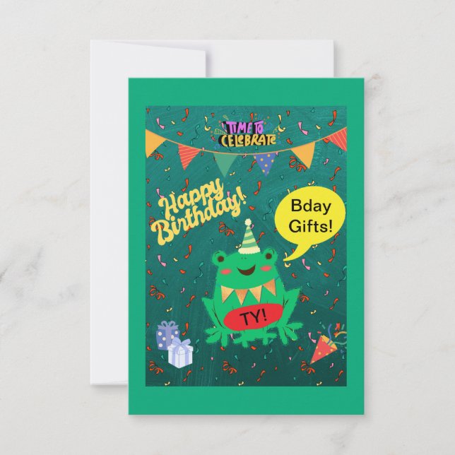 Cartão De Agradecimento Finalmente é o meu aniversário, Fev. 29 Sapo Confe (Frente)