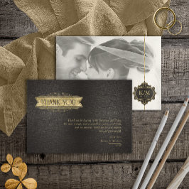 Cartão De Agradecimento Fine Filigree Dourado Wedding ID871