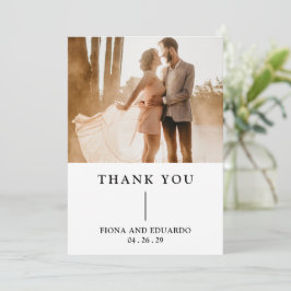 Cartão De Agradecimento Fiona Photo Bold Monograma Casamento Moderno