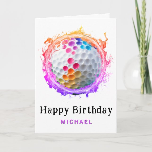 Cartão De Agradecimento *~* Fire AP94 Modern Golf Ball Aniversário Card (Frente)
