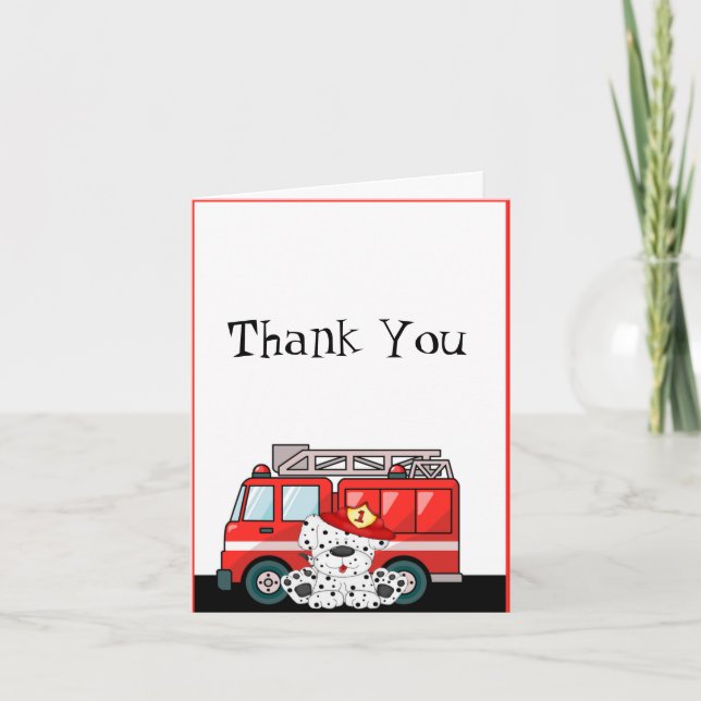 Cartão De Agradecimento Fire Truck Birthday (Frente)