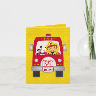 Cartão De Agradecimento Fire Truck Birthday Boy
