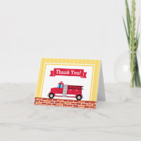Fire Truck Thank You Card Folded Note Card