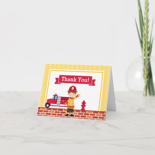 Cartão De Agradecimento Fireman Thank You Card Folded Note Card (Frente)