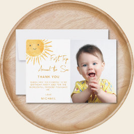 Cartão De Agradecimento First Trip Around The Sun 1st Birthday Photo
