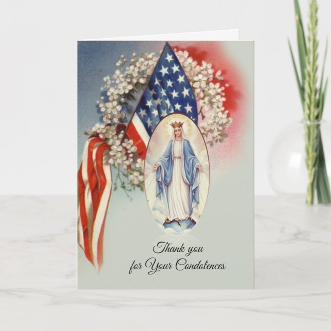 Cartão De Agradecimento Flag Blessed Virgin Mary Condolence Thank You (Frente)