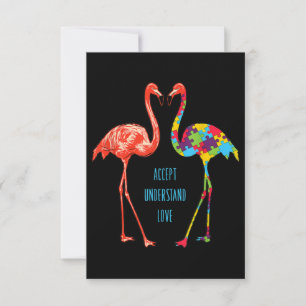 Cartão De Agradecimento Flamingo Aceitar Autismo De Amor Flamingo