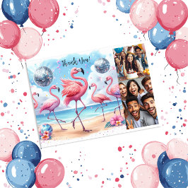 Cartão De Agradecimento Flamingo Beach Birthday Bash Photo