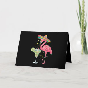 Cartão De Agradecimento Flamingo Bebendo Margarita Poncho Mexicano Engraça