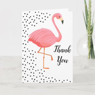 Cartão De Agradecimento Flamingo Black Dots Thank You Card