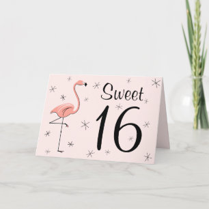 Cartão De Agradecimento Flamingo Pink Sweet 16 Happy Birthday