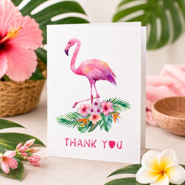 Cartão de Agradecimento Flamingo Rosa Churrasco de (Tropical thank you card)
