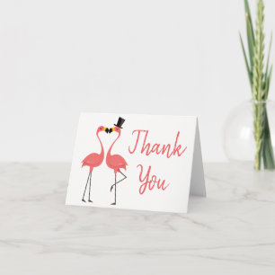 Cartão De Agradecimento Flamingo Rosa Tropical Obrigado - Amor de Casament