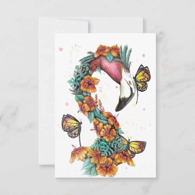 Cartão De Agradecimento Flamingo tropical (Frente)