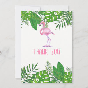Cartão De Agradecimento Flamingo Tropical Watercolor Chá de fraldas Obriga