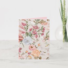 Cartão de Agradecimento Flat com Rosas Cor-de-Rosa