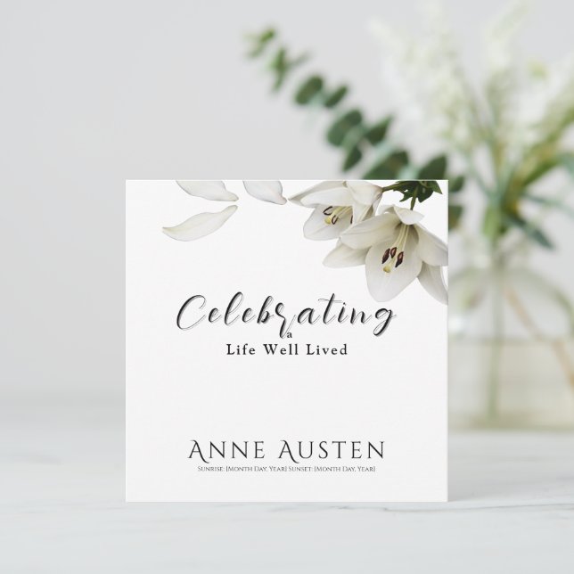 Cartão De Agradecimento Flat Funeral Thank You Card - Editable  (Em pé/Frente)