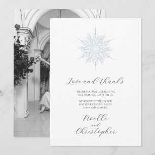 Cartão De Agradecimento Flauta de Gelo Azul Elegante Casamento de Inverno
