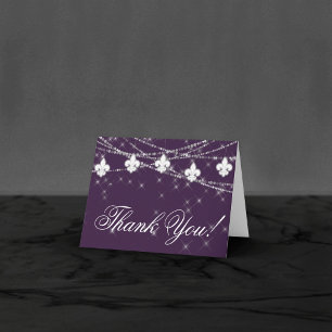 Cartão De Agradecimento Fleur de Lis Eggplant Purple Lights Foto Moody