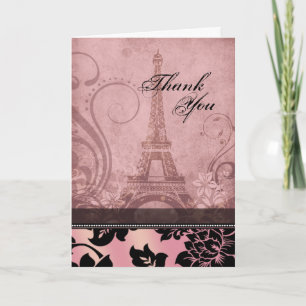 Cartão De Agradecimento Fleur de Paris Eiffel Tower pink Thank You