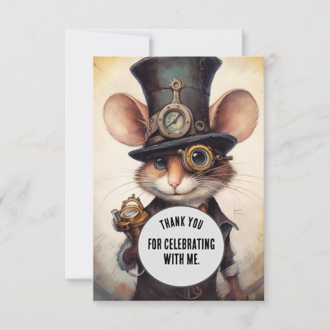 Cartão De Agradecimento Flickertail Muito Obrigado, Steampunk Animal Perso (Frente)