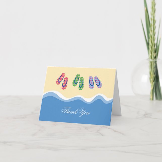 Cartão De Agradecimento Flip Flops Beach Thank You Card (Frente)