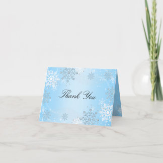 Cartão De Agradecimento Floco de Neve de Cristal Azul Inverno Natal Obriga