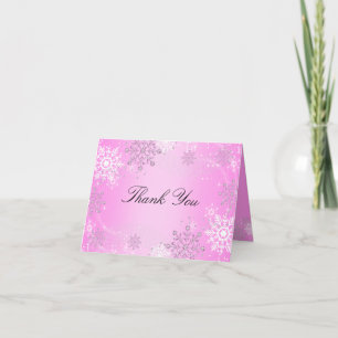 Cartão De Agradecimento Floco de Neve de Cristal Rosa Inverno Encantado Ob