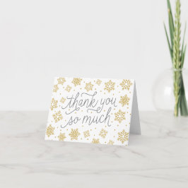 Cartão De Agradecimento Floco de neve Muito Obrigado Tão Dourado e Pratead
